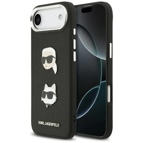 Karl Lagerfeld nakładka FW Grained Karl & Choupette Heads Pins & Logo do iPhone Air czarna