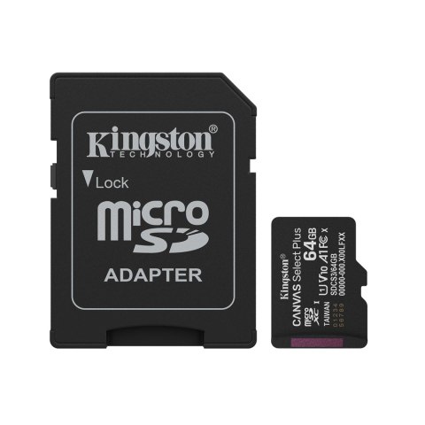 Kingston *microSD 64GB Canvas Select+ G3 100MB/s Adapt