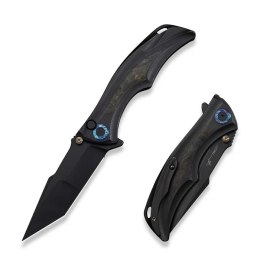 Nóż składany WeKnife Tighe Down Tanto Black Titanium/Black-Yellow Carbon Fiber, Black Stonewashed M390 by Brian Tighe (WE24054B-