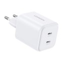 Ładowarka Dual UGREEN USB-C GaN 45W X526 (biała)