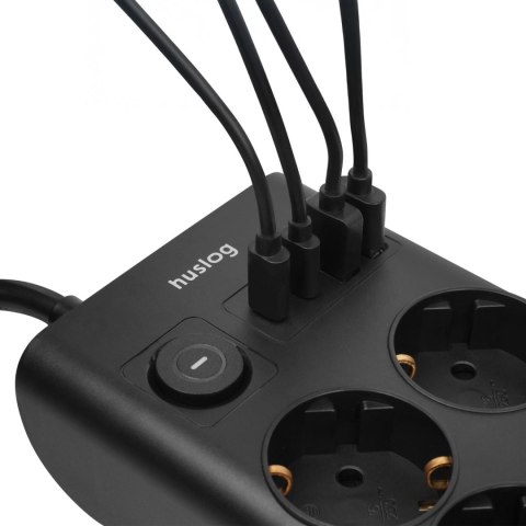 istwa zasilająca Huslog 6x230V + 4xUSB 1,5m 3680W czarna