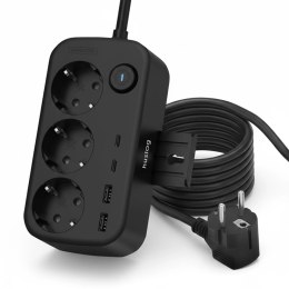 Listwa zasilająca Huslog PowerDock HUS1056 3xAC 4xUSB uchwyt na telefon