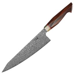 Nóż kuchenny Xin Cutlery XinCraft 9'' Japan Chef, Buffalo Horn/Rosewood/G10, Matte Polished Damascus 67 warstw (XC117)