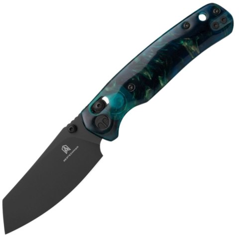 Nóż składany Bestechman Cicada's Wing Clear Blue Resin, Black PVD 10Cr15MoV (BMK06R)