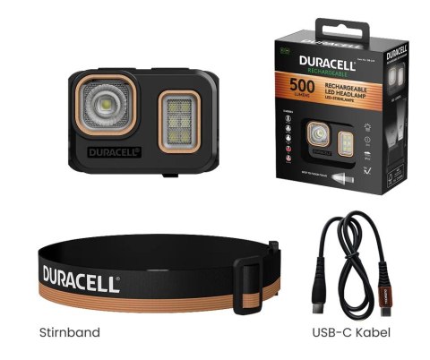 Latarka czołowa Duracell DH500R - 500lm LiPo