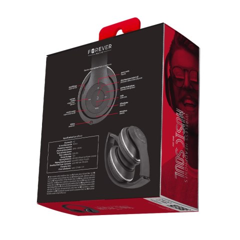 Forever słuchawki Bluetooth Music Soul BHS-300 nauszne czarne