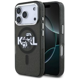 Karl Lagerfeld nakładka Magsafe IML glitter case metal camera frame and buttons Karl and Choupette sketch logo do iPhone 17 Pro 