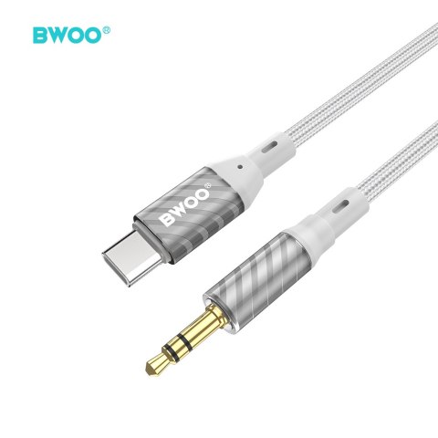 BWOO AUX074 kabel AUX USB-C - jack 3.5mm audio szary