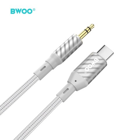BWOO AUX074 kabel AUX USB-C - jack 3.5mm audio szary