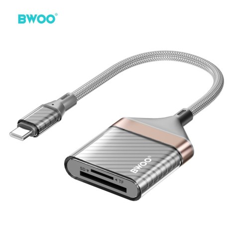 BWOO BZ64 adapter USB-C - karta SD/TF szary