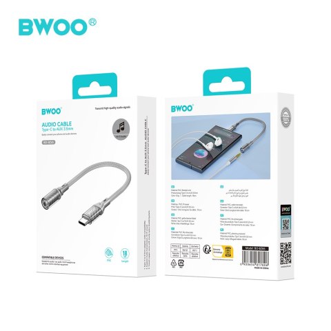 BWOO BZ65 adapter USB-C - jack 3.5mm szary