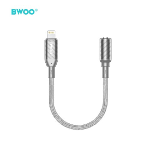 BWOO BZ66 adapter Lightning - jack 3.5mm szary