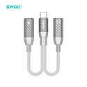 BWOO BZ68 adapter 2w1 USB-C - 2x USB-C szary