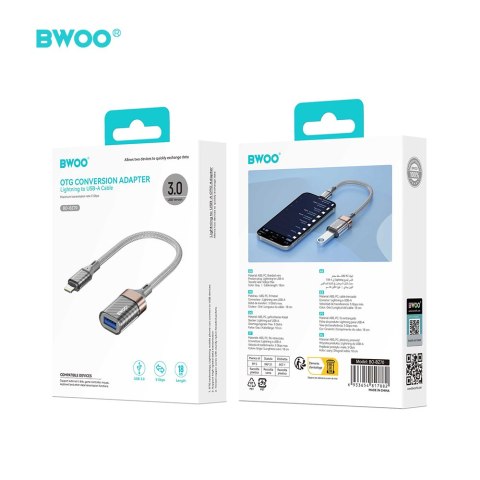 BWOO BZ70 adapter Lightning - USB szary