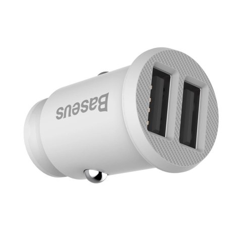Mini ładowarka Baseus Grain Car Charger CCALL-ML02 samochodowa 2x USB-A 3.1A - biała
