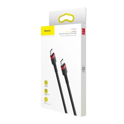 Kabel Baseus CATKLF-G91 USB-C - USB-C PD QC 60W 3A 480Mb/s 1m - czarno-czerwony
