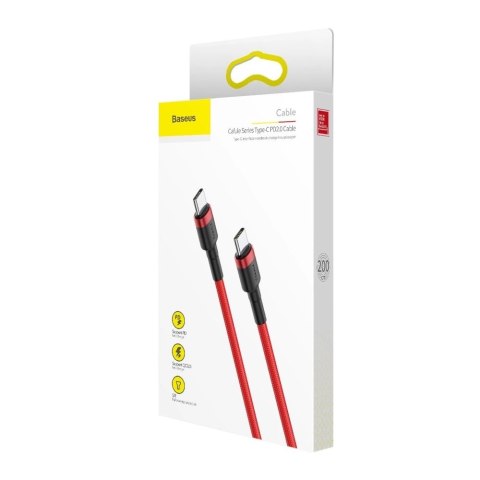 Kabel Baseus CATKLF-H09 USB-C - USB-C PD QC 60W 3A 480Mb/s 2m - czerwony
