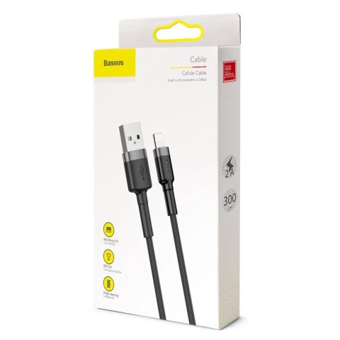 Kabel Baseus Cafule USB-A / Lightning 2A QC 3.0 3 m - czarno-szary