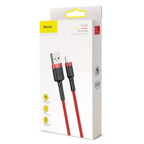 Kabel Baseus Cafule USB-A / Lightning 2A QC 3.0 3 m - czerwony