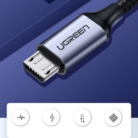 Kabel Ugreen US290 60148 USB-A / micro USB 2.4A 2m - szary