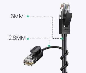 Kabel Ugreen NW122 70654 sieciowy Ethernet patchcord RJ45 Cat 6A UTP do 10Gb/s 5 m - czarny