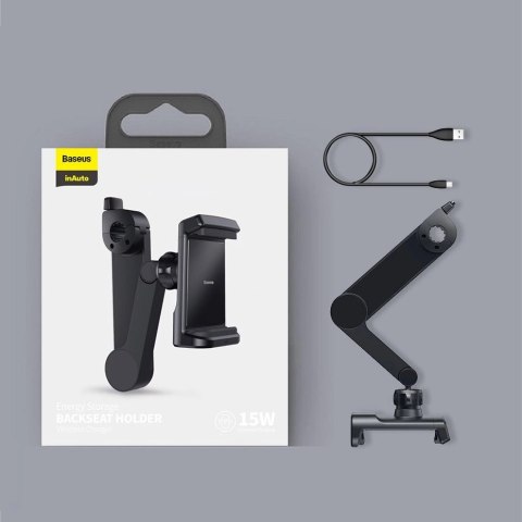 Ładowarka bezprzewodowa Baseus WXHZ-01 Qi 15 W uchwyt samochodowy na zagłówek - czarna
