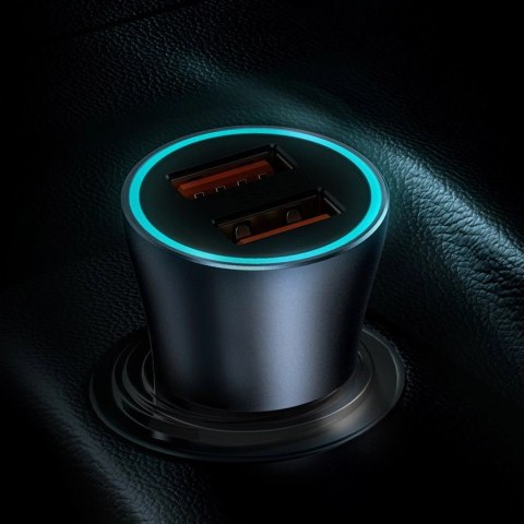 Baseus Golden Contactor Pro szybka ładowarka samochodowa 2x USB 40 W Quick Charge SCP FCP AFC + kabel USB - USB Typ C szary (TZC