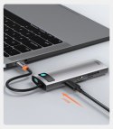 Hub Baseus Metal Gleam 8w1 USB-C - USB-C PD 100W 1x HDMI 4K 30Hz 1x czytnik kart SD i microSD 3x USB-A 3.2 1xRJ45 - szary