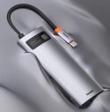 Hub Baseus Metal Gleam 8w1 USB-C - USB-C PD 100W 1x HDMI 4K 30Hz 1x czytnik kart SD i microSD 3x USB-A 3.2 1xRJ45 - szary