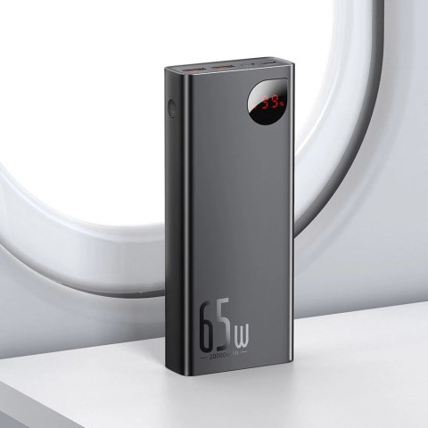 Baseus Adaman powerbank 2x USB / 1x USB Typ C / 1x micro USB 20000mAh 65W Quick Charge 3.0 Power Delivery czarny (PPIMDA-D01)
