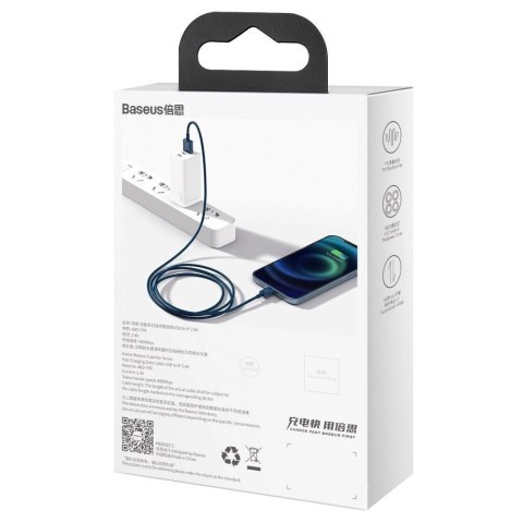 Baseus Superior kabel USB - Lightning 2,4A 1 m Niebieski (CALYS-A03)