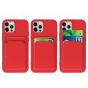 Card Case silikonowe etui portfel z kieszonką na kartę dokumenty do Samsung Galaxy A42 5G ciemnozielony