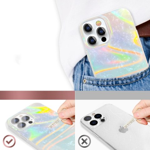 Kingxbar Shell Series luksusowe eleganckie etui na iPhone 13 Pro perłowy-niebieski