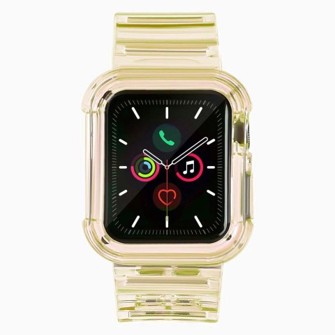 Silikonowa opaska pasek bransoleta bransoletka etui Strap Light Set do zegarka Apple Watch 38 mm - żółta