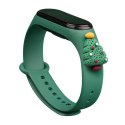 Opaska Strap Xmas do Xiaomi Mi Band 3 / 4 świąteczny silikonowy pasek bransoletka z choinką - ciemnozielona