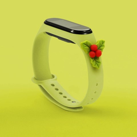 Opaska Strap Xmas do Xiaomi Mi Band 5 / 6 świąteczny silikonowy pasek bransoletka z jemiołą - zielona