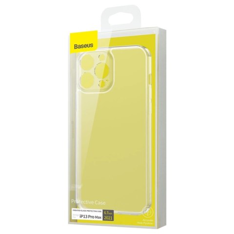 Baseus Frosted Glass Case etui pokrowiec do iPhone 13 Pro Max sztywna obudowa z żelową ramką przezroczysty (ARWS000202)