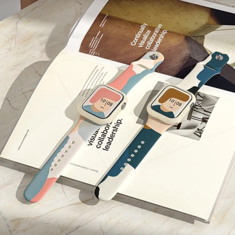 Silikonowy pasek Strap Moro bransoletka do zegarka opaska do Apple Watch 42 / 44 / 45 / 49 mm - wzór 5