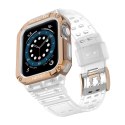 Pasek z etui ochronnym Protect Strap Band do Apple Watch 38 / 40 / 41 mm opaska obudowa pancerna - przeroczysty, różowe złoto