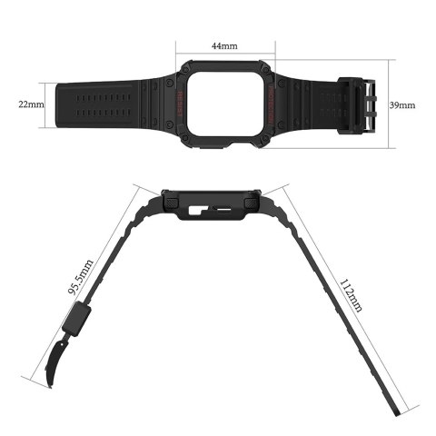 Pasek z etui ochronnym Protect Strap Band do Apple Watch 38 / 40 / 41 mm opaska obudowa pancerna - przeroczysty, różowe złoto