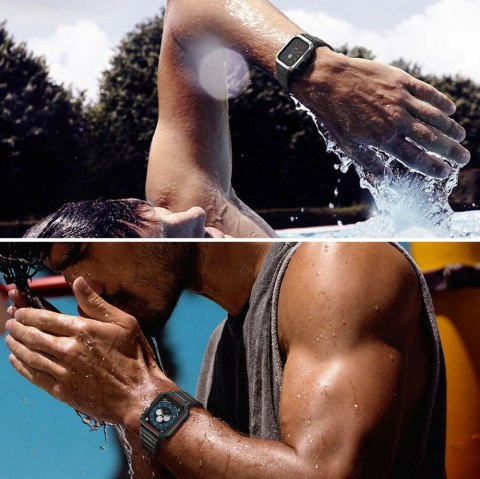 Pasek z etui ochronnym Protect Strap Band do Apple Watch 42 / 44 / 45 mm opaska obudowa pancerna - biały