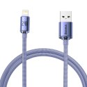 Baseus Crystal Shine Series kabel przewód USB do szybkiego ładowania i transferu danych USB Typ A - Lightning 2,4A 1,2m fioletow