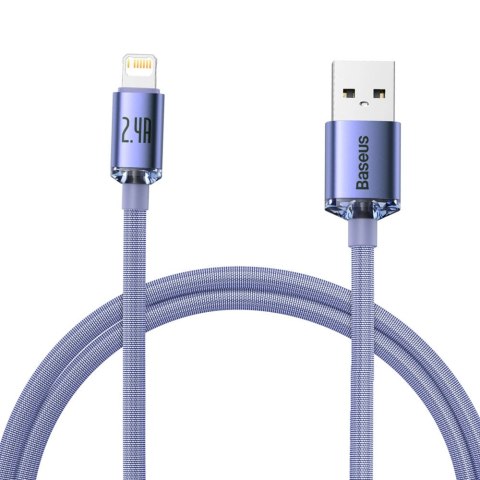 Baseus Crystal Shine Series kabel przewód USB do szybkiego ładowania i transferu danych USB Typ A - Lightning 2,4A 1,2m fioletow