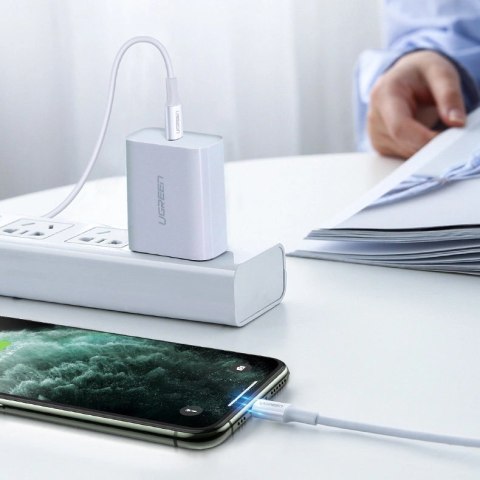 Kabel Ugreen US171 Lightning - USB-C PD 20W 3A 480Mb/s 1,5m - biały