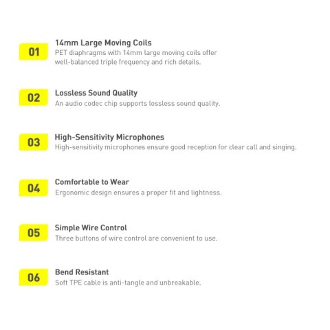 Baseus Encok H17 słuchawki przewodowe minijack 3.5mm biały (NGCR020002)