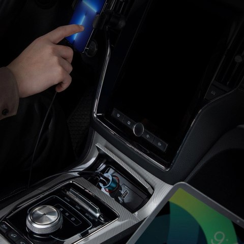 Baseus Golden Contactor Max szybka ładowarka samochodowa USB + USB typu C 60 W Quick Charge niebieski (CGJM000103)