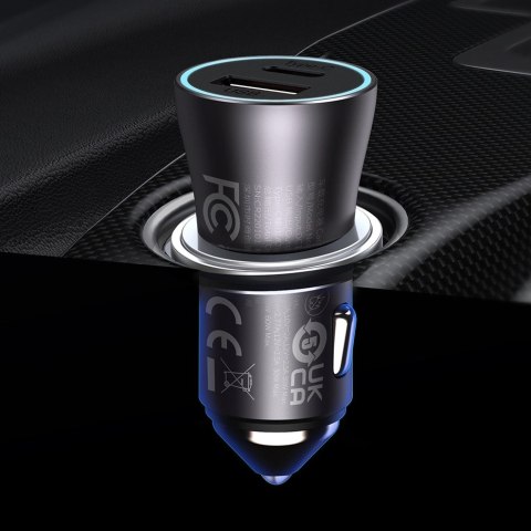 Baseus Golden Contactor Max szybka ładowarka samochodowa USB + USB typu C 60 W Quick Charge niebieski (CGJM000103)