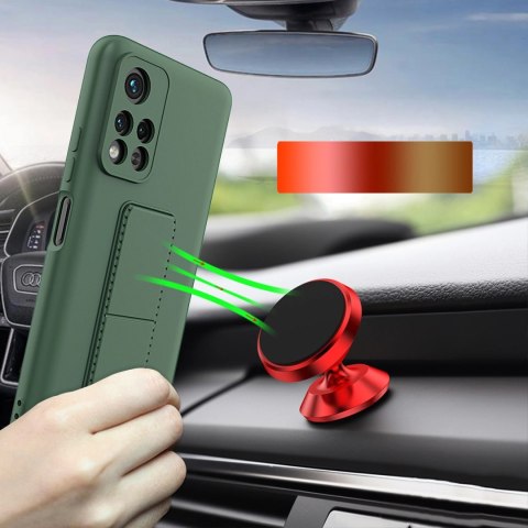 Wozinsky Kickstand Case silikonowe etui z podstawką etui Xiaomi Redmi Note 11S / Note 11 czerwone