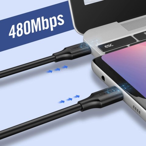 Kabel Ugreen US286 USB-C - USB-C PD QC 3A 480Mb/s 1m - czarny