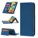 Magnet Card Case etui do Samsung Galaxy A12 5G pokrowiec portfel na karty kartę podstawka niebieski